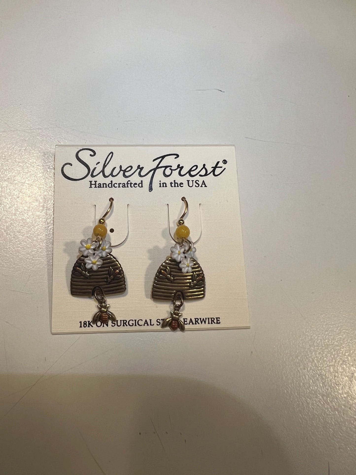 Silver Forest Beehive Drop Earrings