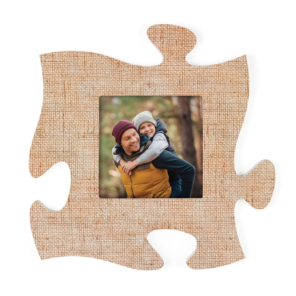 Burlap Photo Frame Puzzle Piece