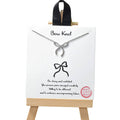Bow Knot ribbon bow cubic zirconia necklace: Silver