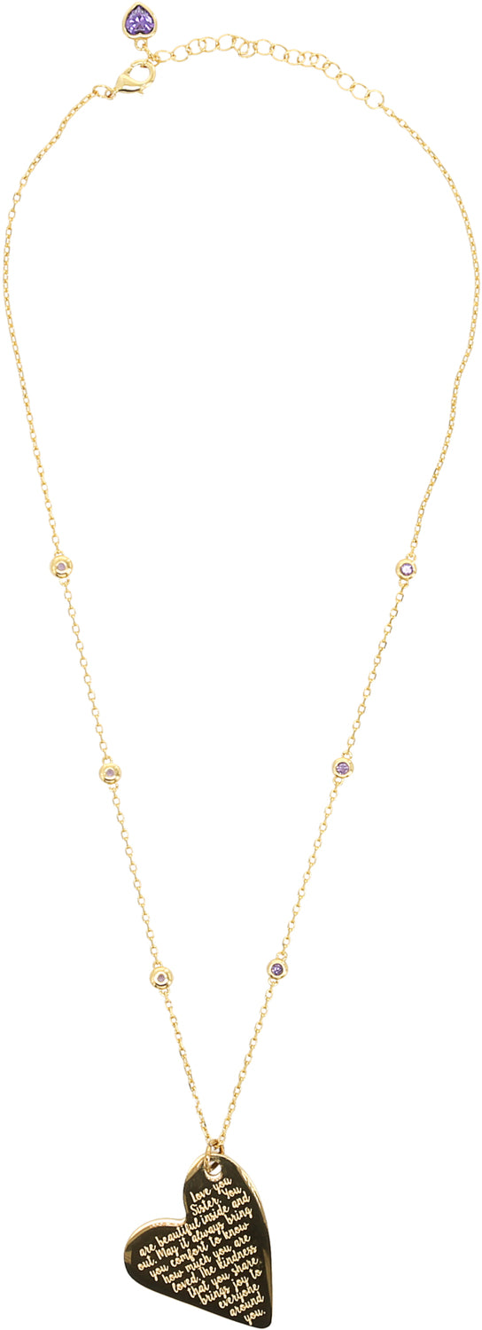 Sister Gold Plated Engraved Necklace