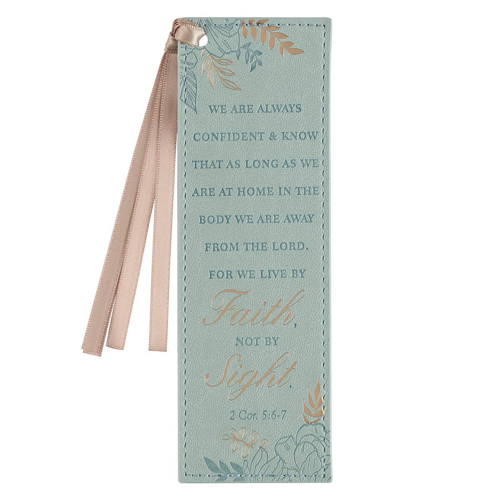 Live by Faith Teal Faux Leather Bookmark
