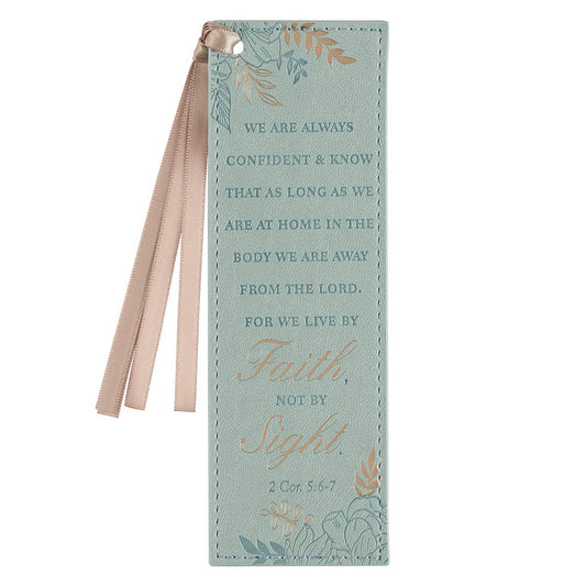 Live by Faith Teal Faux Leather Bookmark