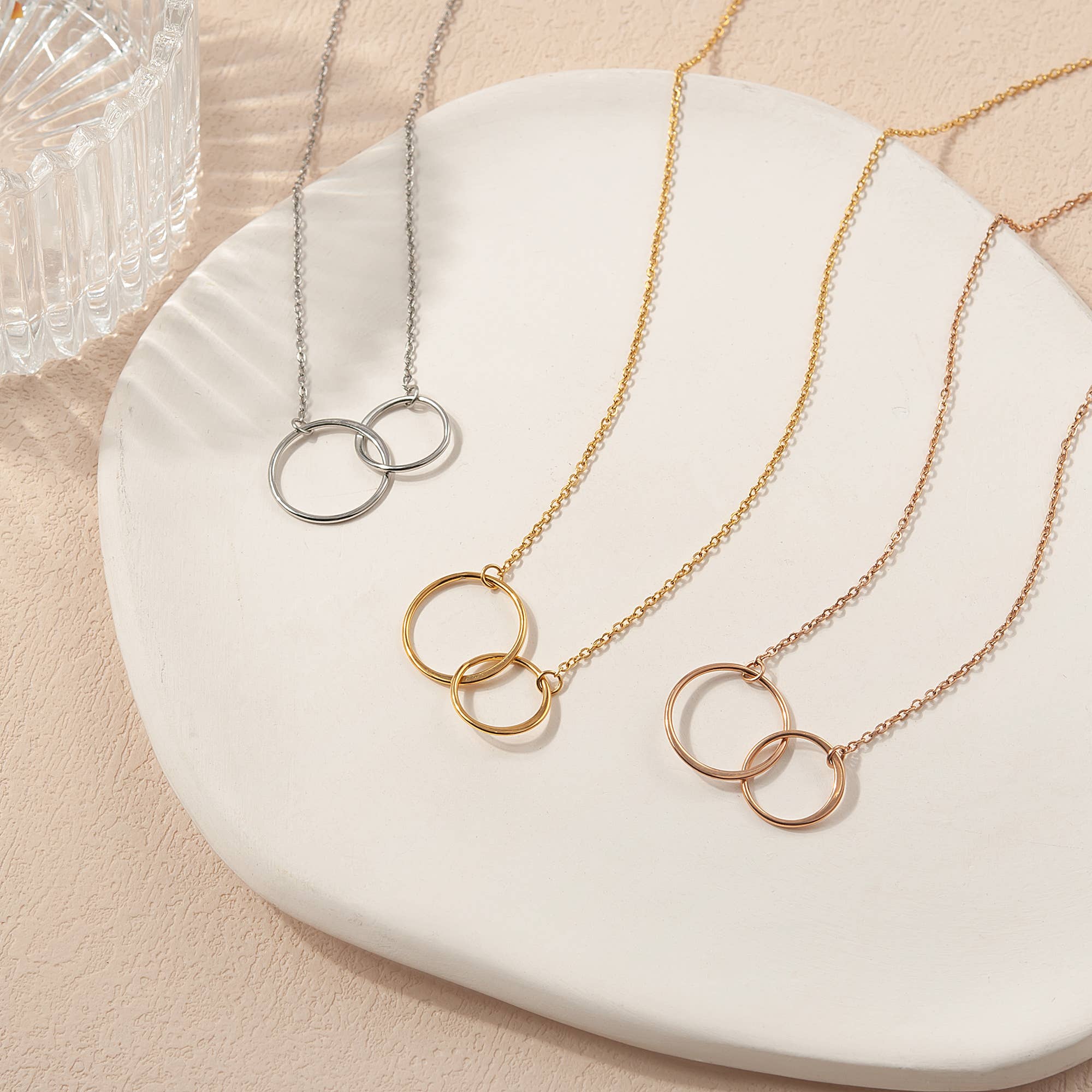 Happy 50th Birthday Card and Infinity Ring Necklace Jewelry: Rose Gold