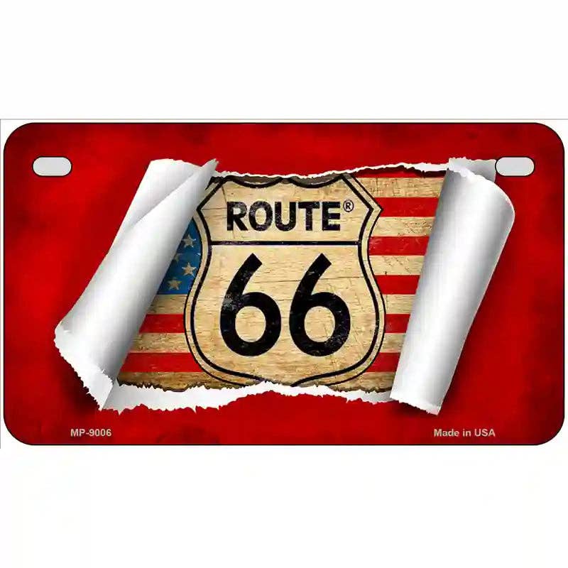 Route 66 Scroll Metal Novelty License Plate