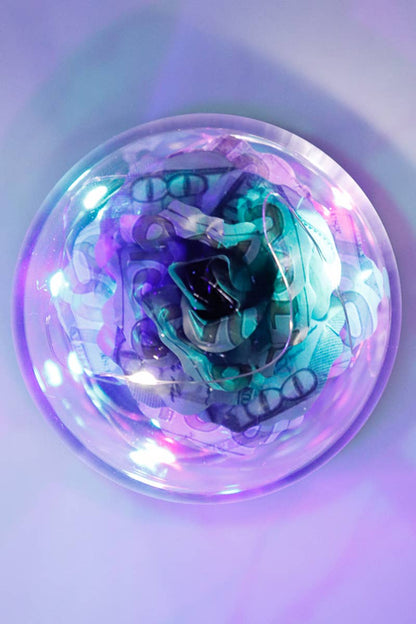 Money Rose Glass Dome LED Light Stand: $100 Bill