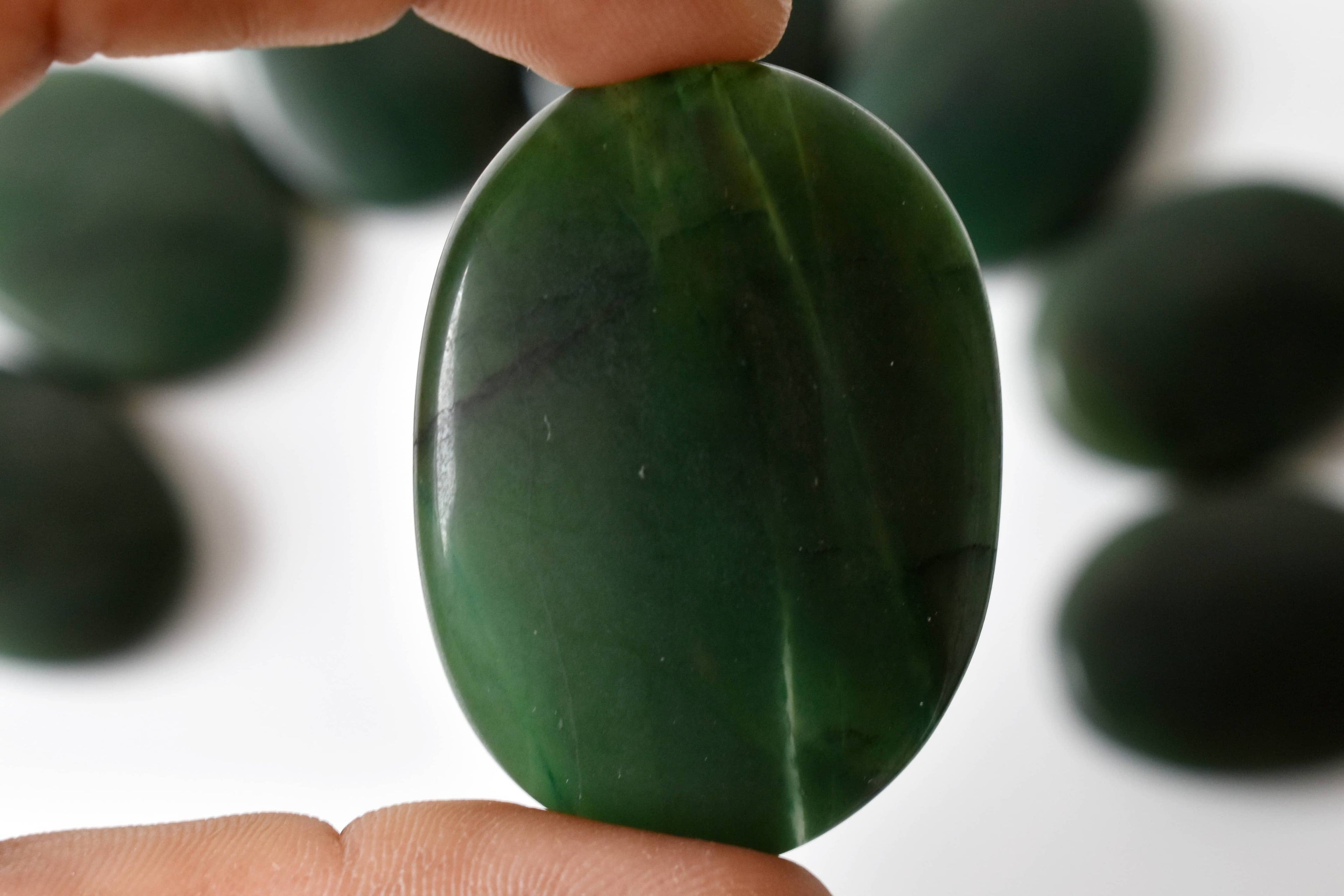 Polished Green Jade Palm Stone