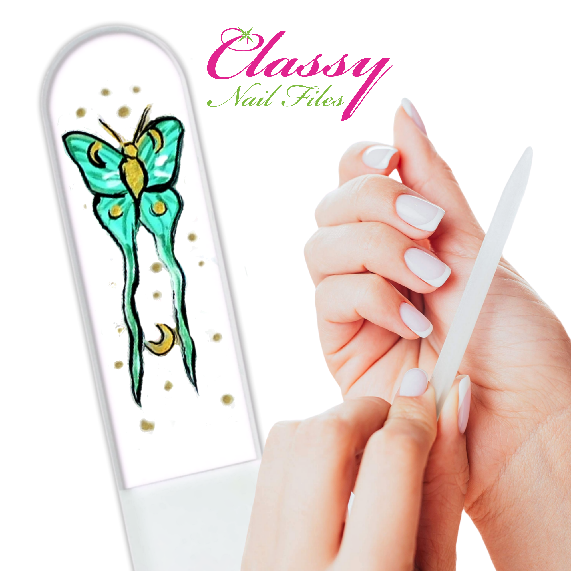 Moon Moth Luna New Beginnings Hand Painted Crystal Nail File: Medium