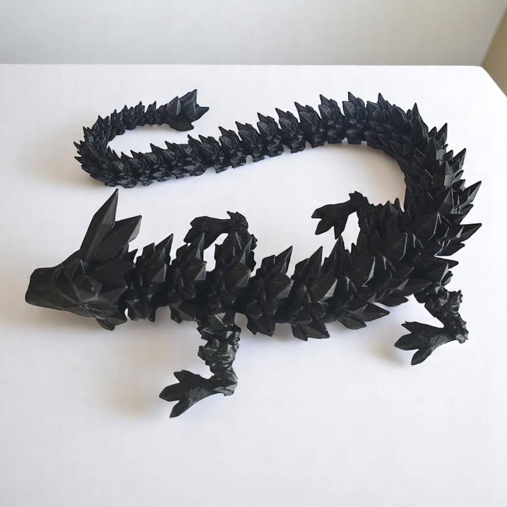 3D Printed Articulated Crystal Dragon: Tri-Color Red Blue Green / 12 inch