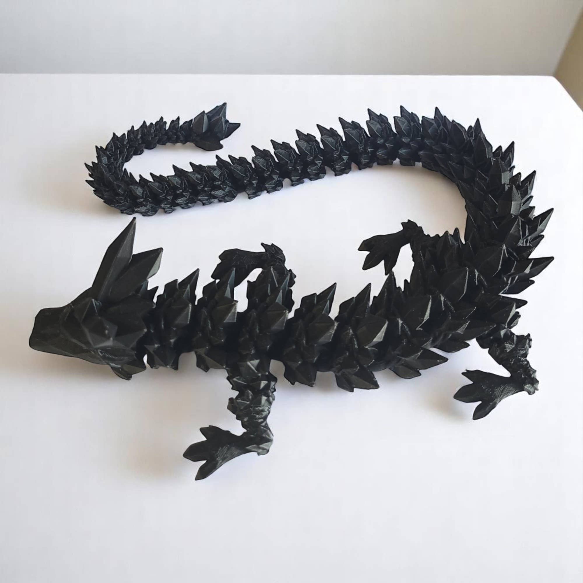 3D Printed Articulated Crystal Dragon: Tri-Color Red Blue Green / 12 inch