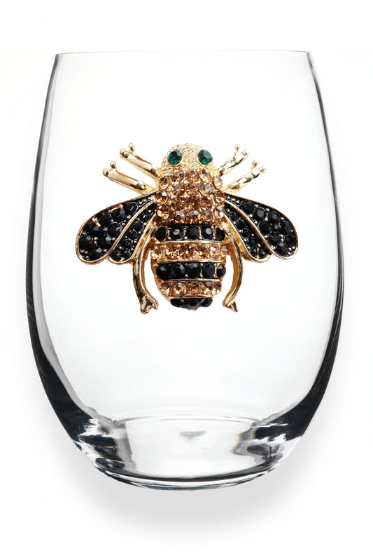 Queen Bee Jeweled Stemless Wine Glass