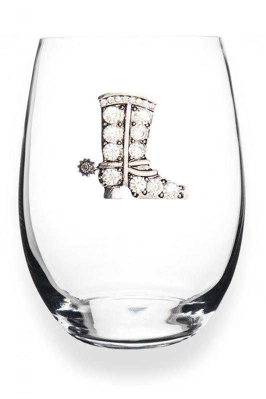 Cowboy Boot Jeweled Stemless Wine Glass