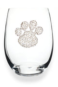 Paw Print Jeweled Stemless Wine Glass