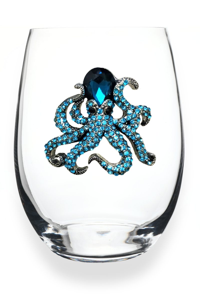 Octopus Jeweled Stemless Wine Glass