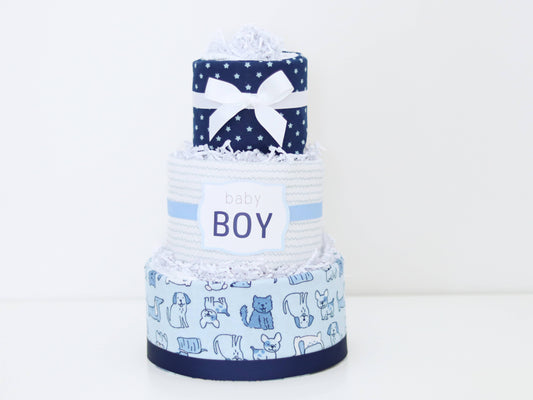 Baby Boy Puppy Diaper Cake Gift