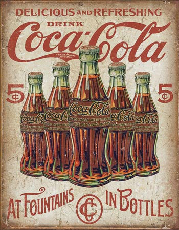 Coca-Cola Retro Bottles - Tin Sign
