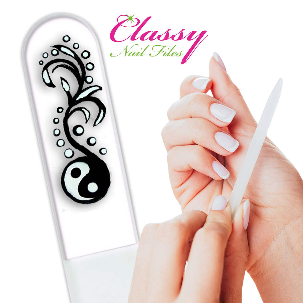 Yin Yang Chinese Balance Hand Painted Crystal Nail File: Large
