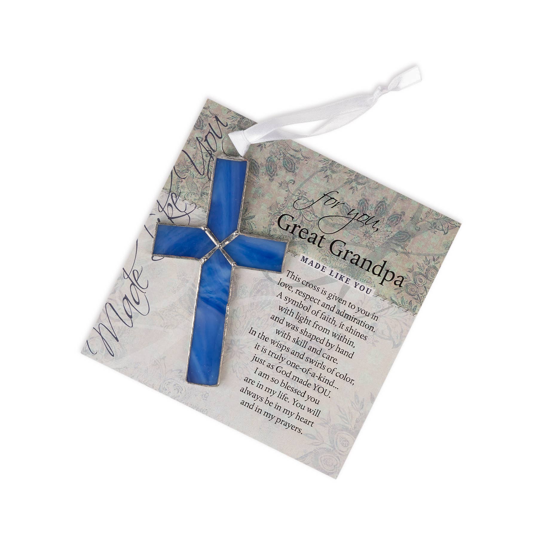 Great Grandpa Gift: Blue Stained Glass Cross