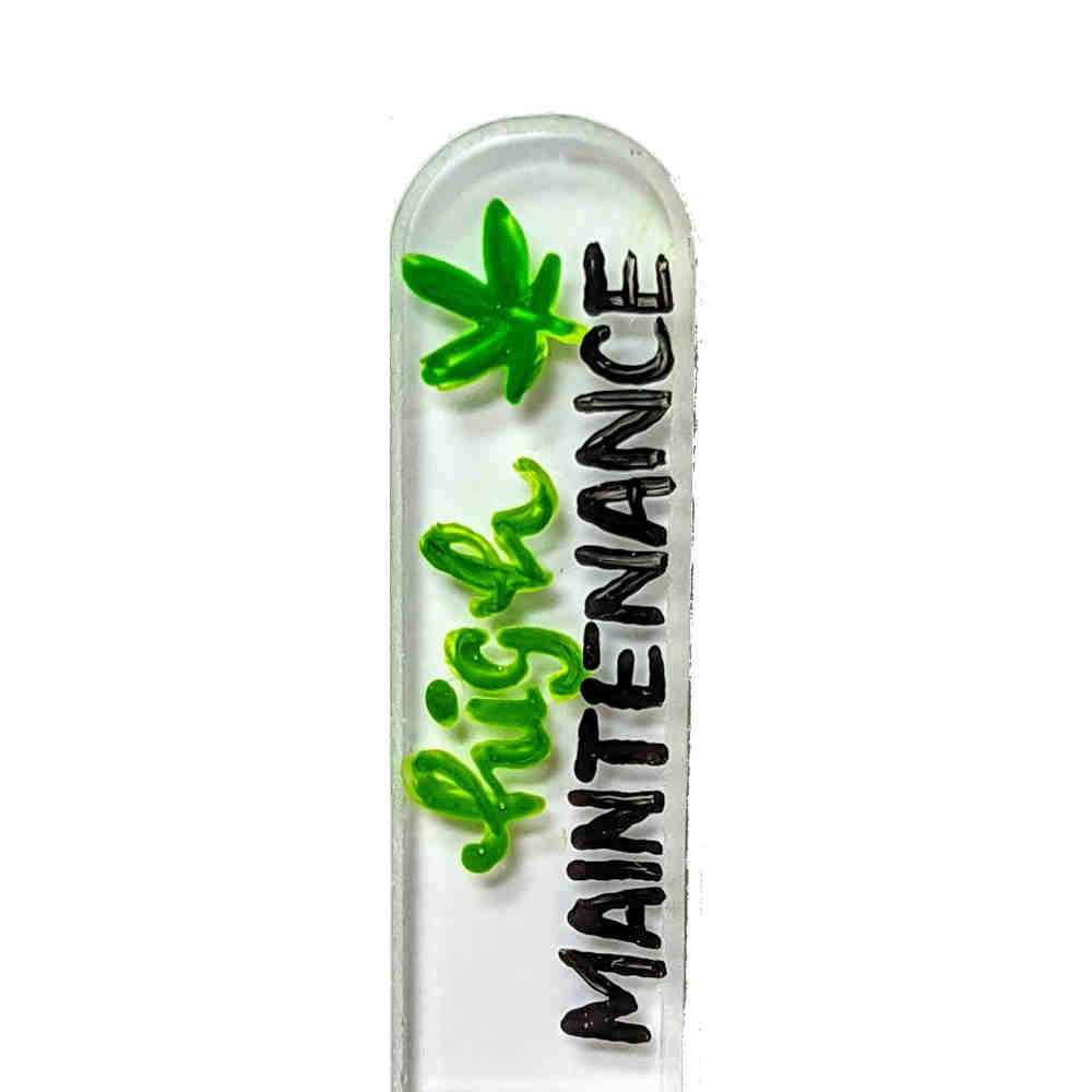 High Maintenance Cannabis Hand Painted Crystal Nail File: Medium