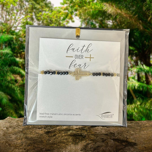 Faith Over Fear Gold/Black Bracelet