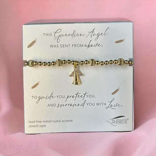 Guardian Angel Stretch Style Gold Bracelet