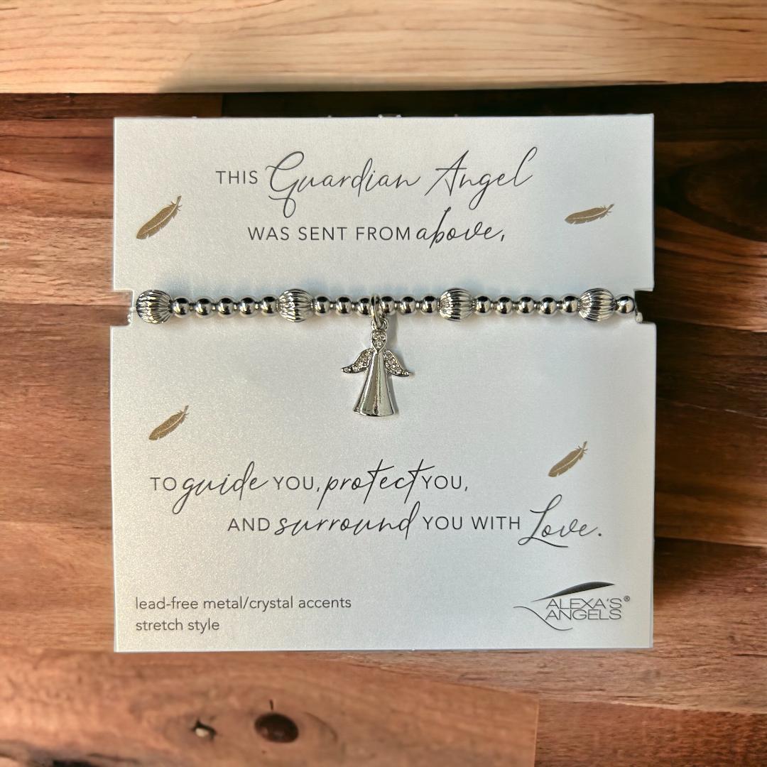 Guardian Angel Stretch Style Silver Bracelet