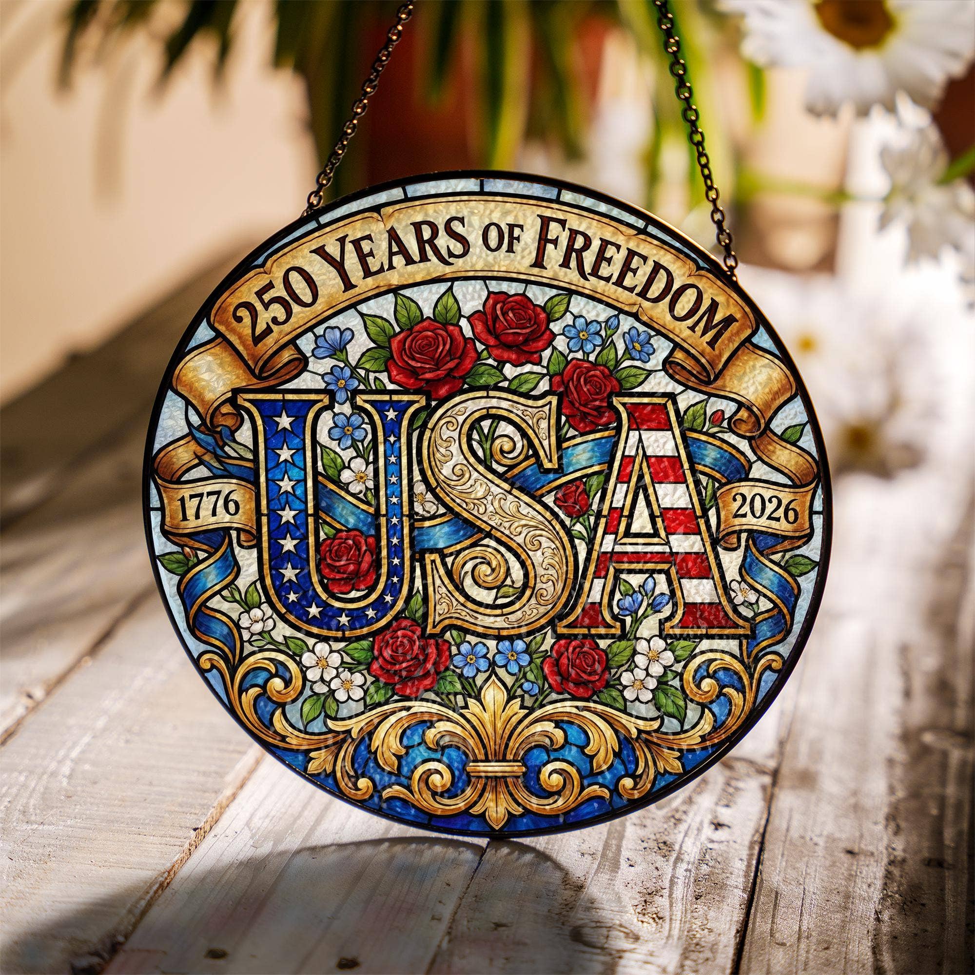USA Stained Glass Suncatcher