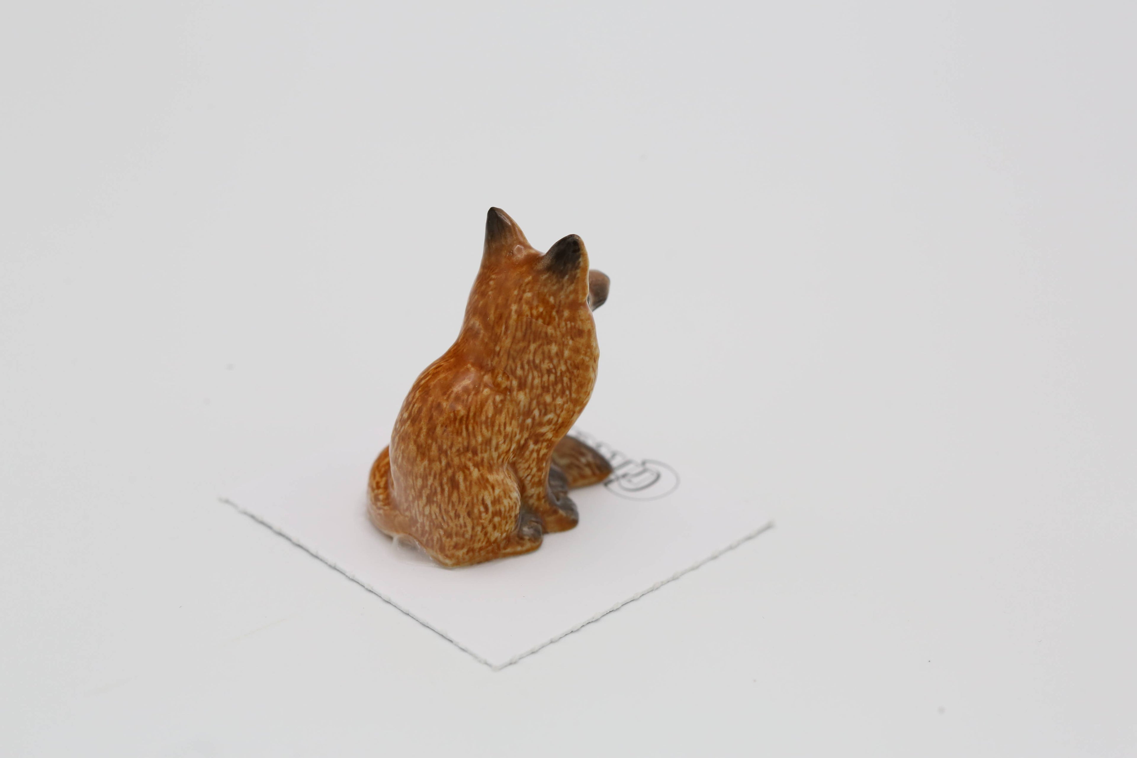 Brush Red Fox Sitting Porcelain Miniature Figurine