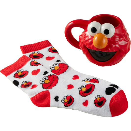 Elmo and Hearts Sesame Street Mug and Sock Set