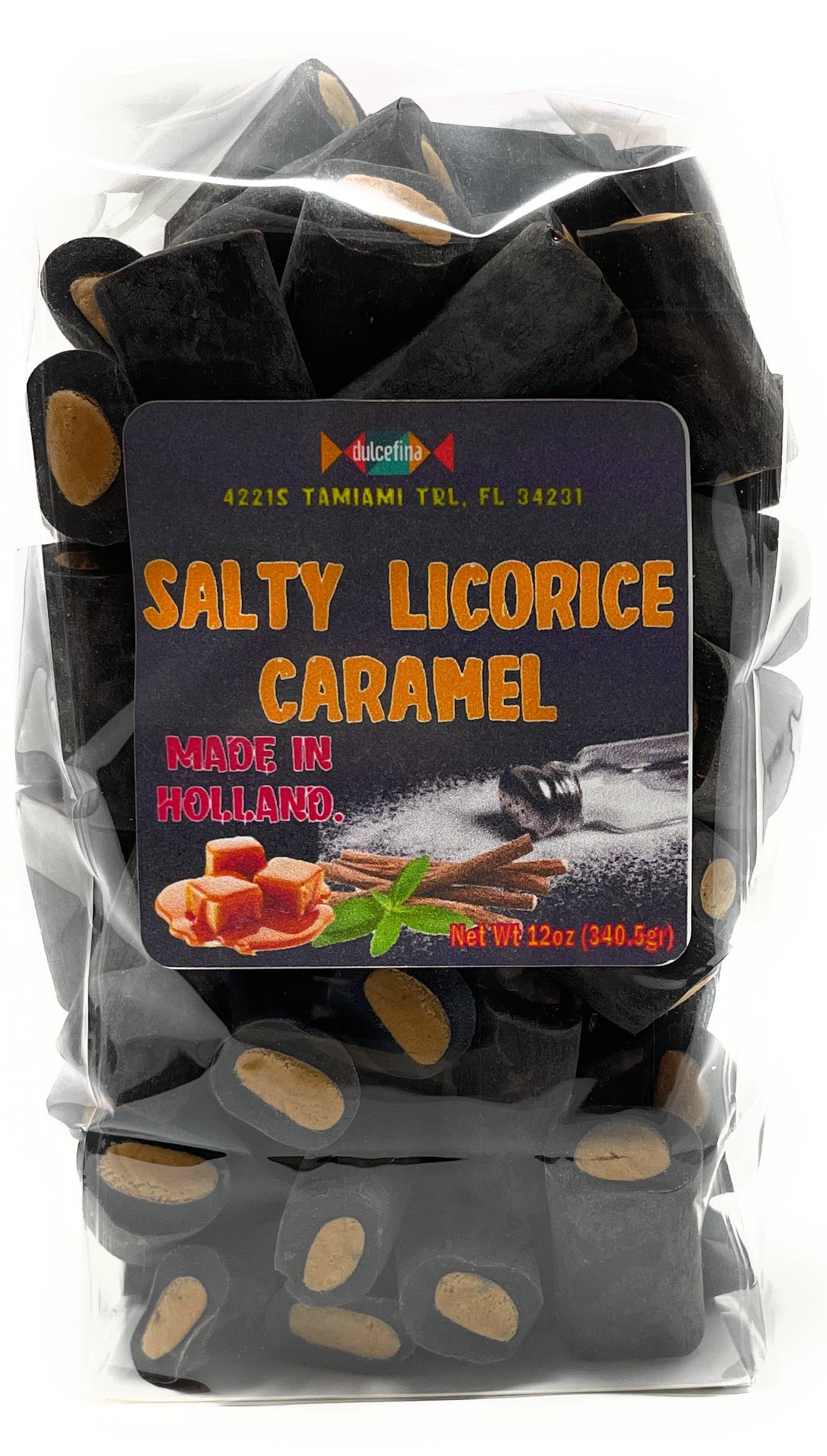 Dutch Salty Licorice with Caramel Center 11oz Bag