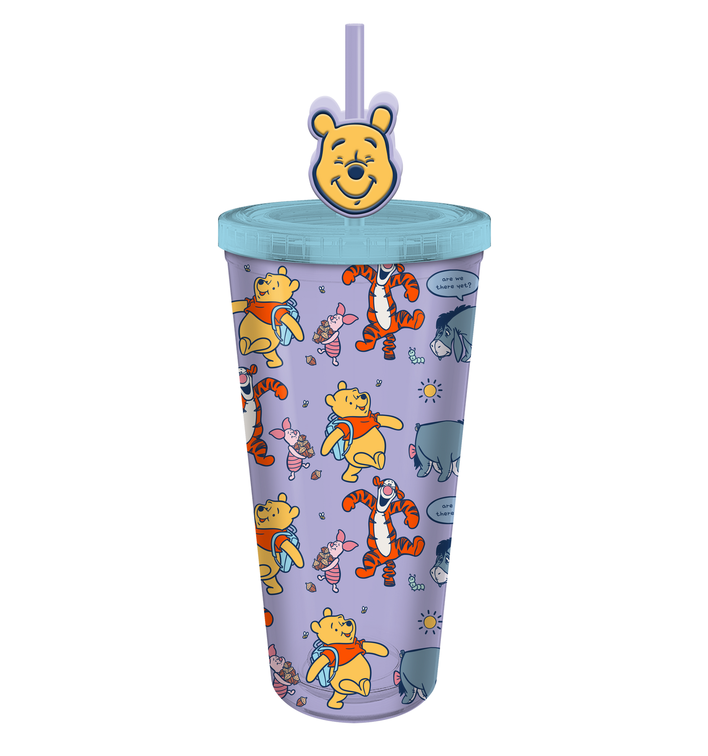 Winnie the Pooh 24oz. Plastic Cold Cup w/ Lid and Topper Straw