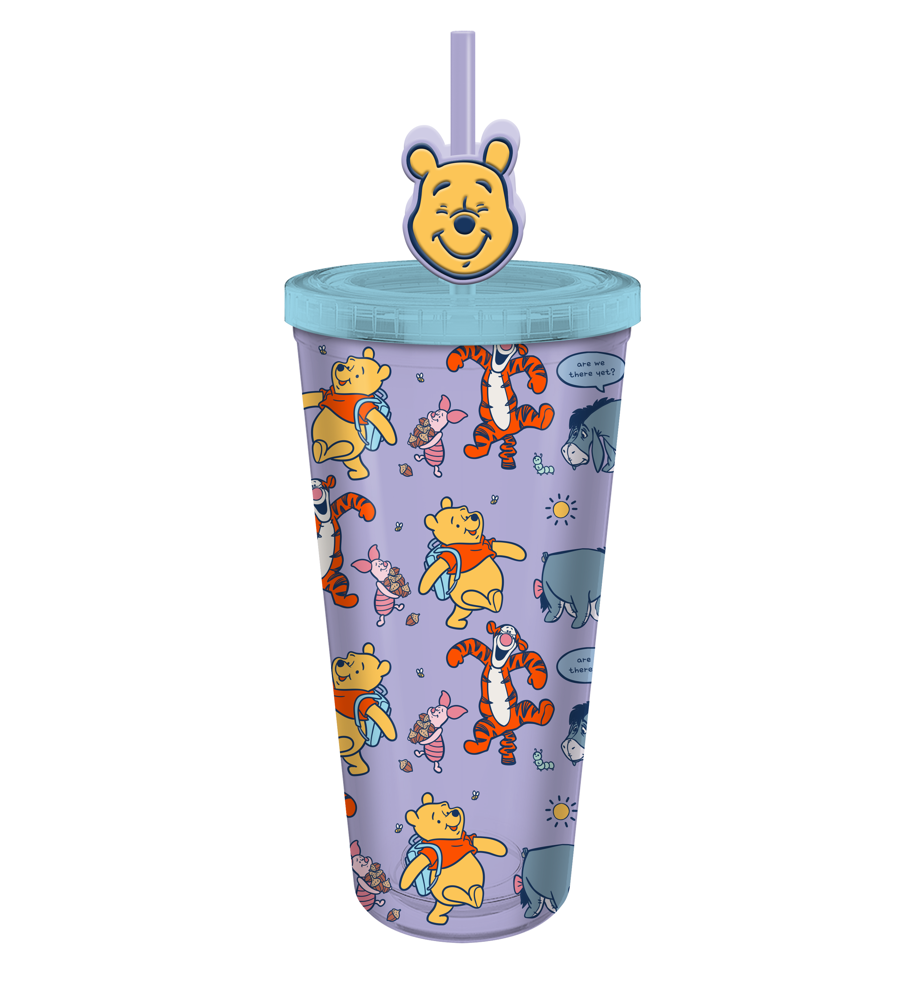 Winnie the Pooh 24oz. Plastic Cold Cup w/ Lid and Topper Straw