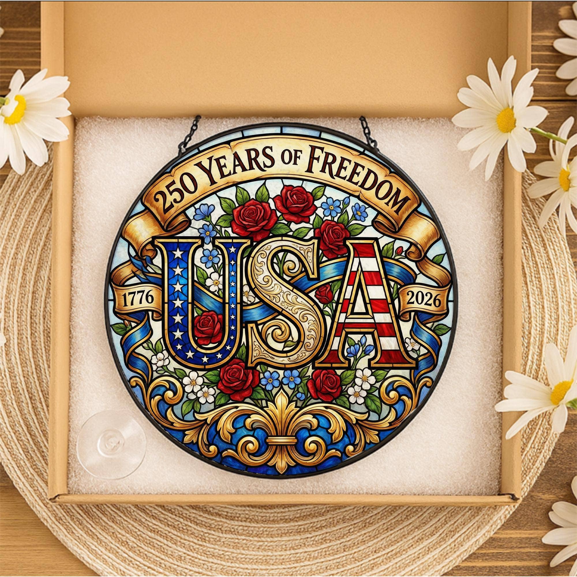 USA Stained Glass Suncatcher
