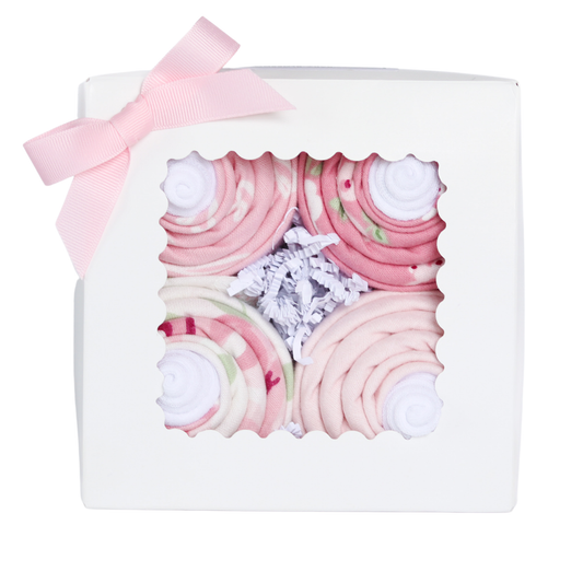 Baby Girl Receiving Blanket & Sock Cupcake Gift Set