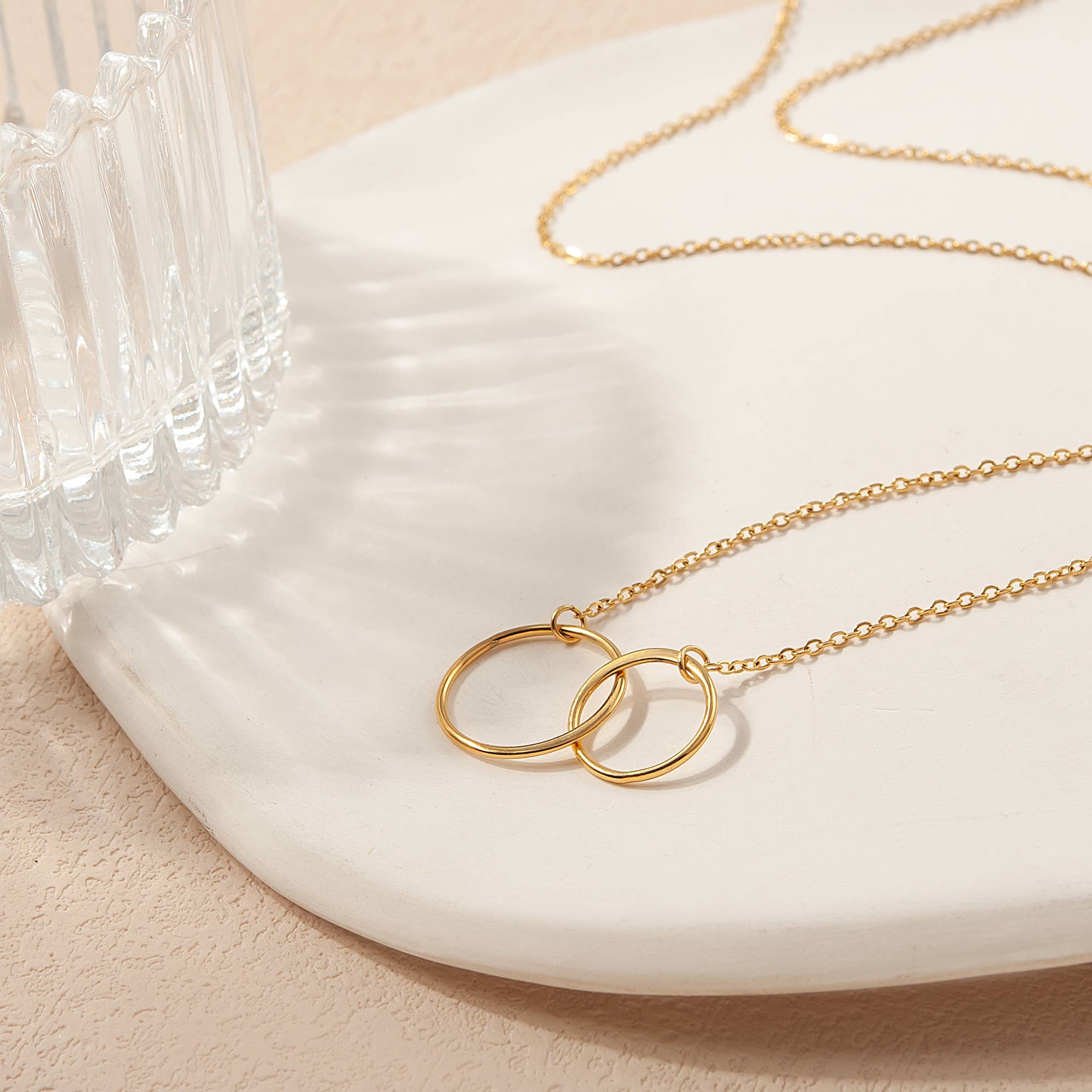 Happy 50th Birthday Card and Infinity Ring Necklace Jewelry: Rose Gold