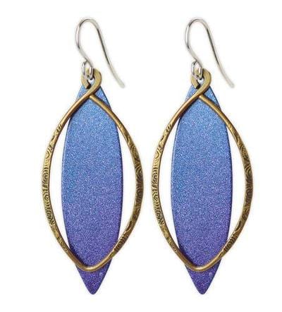 Sapphire Flame Marquis Shield Earrings