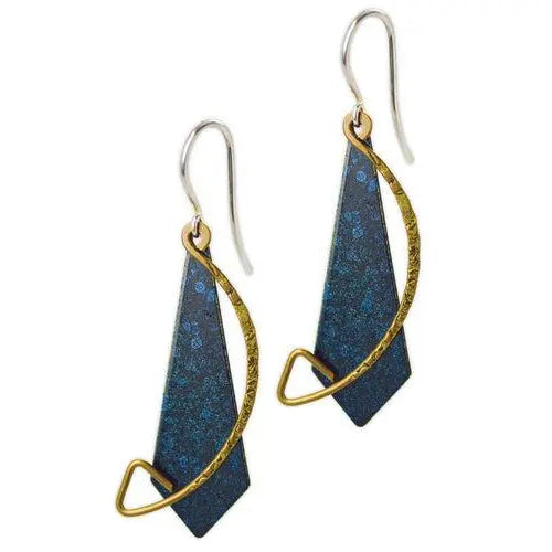 Sapphire Flame Blue Metal Drop Earrings