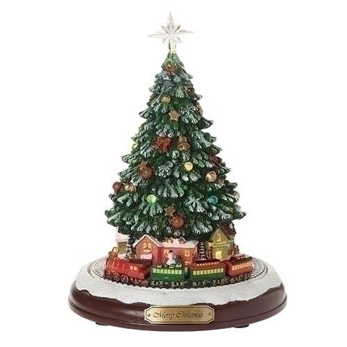 Lighted Musical Tree with Rotating Train