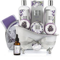 Bath Gift Basket Set: Relaxing Lavender Home Spa Kit Set