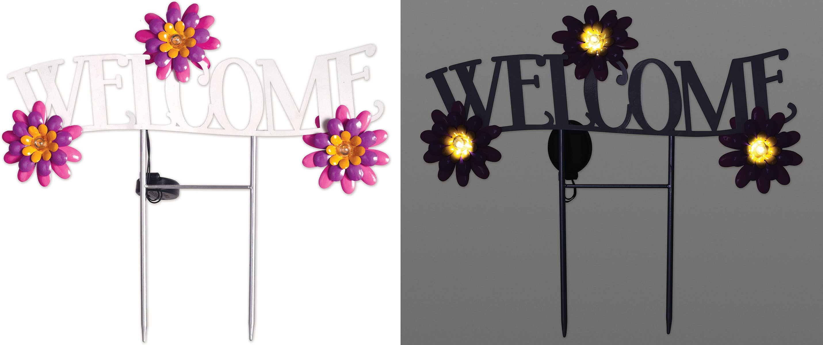 White Welcome Solar Stake