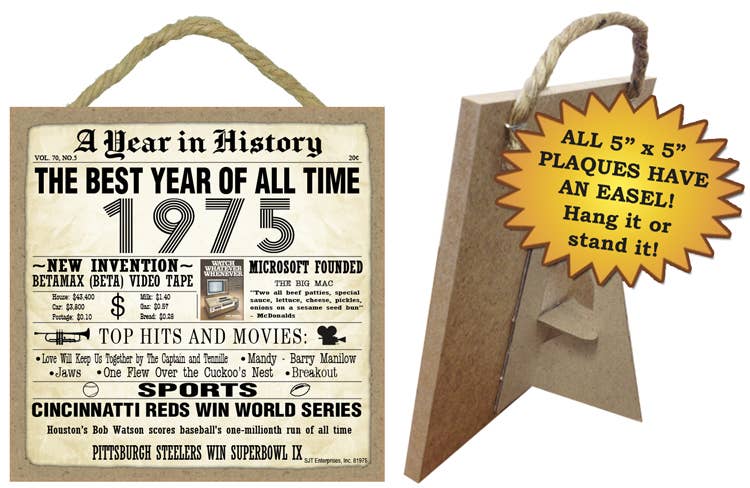 1975 A Year in History Wood Sign