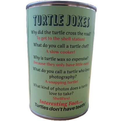 Canned Sea Turtle Stuffed Animal Plush w/Jokes | Unique Gift: Pop Top Lid