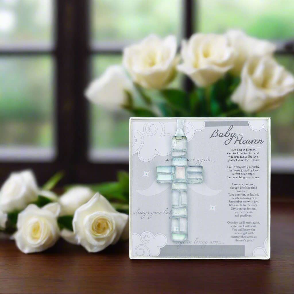 Baby in Heaven Infant Memorial Clear Mosaic Cross