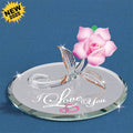 I Love You Pink Glass Rose