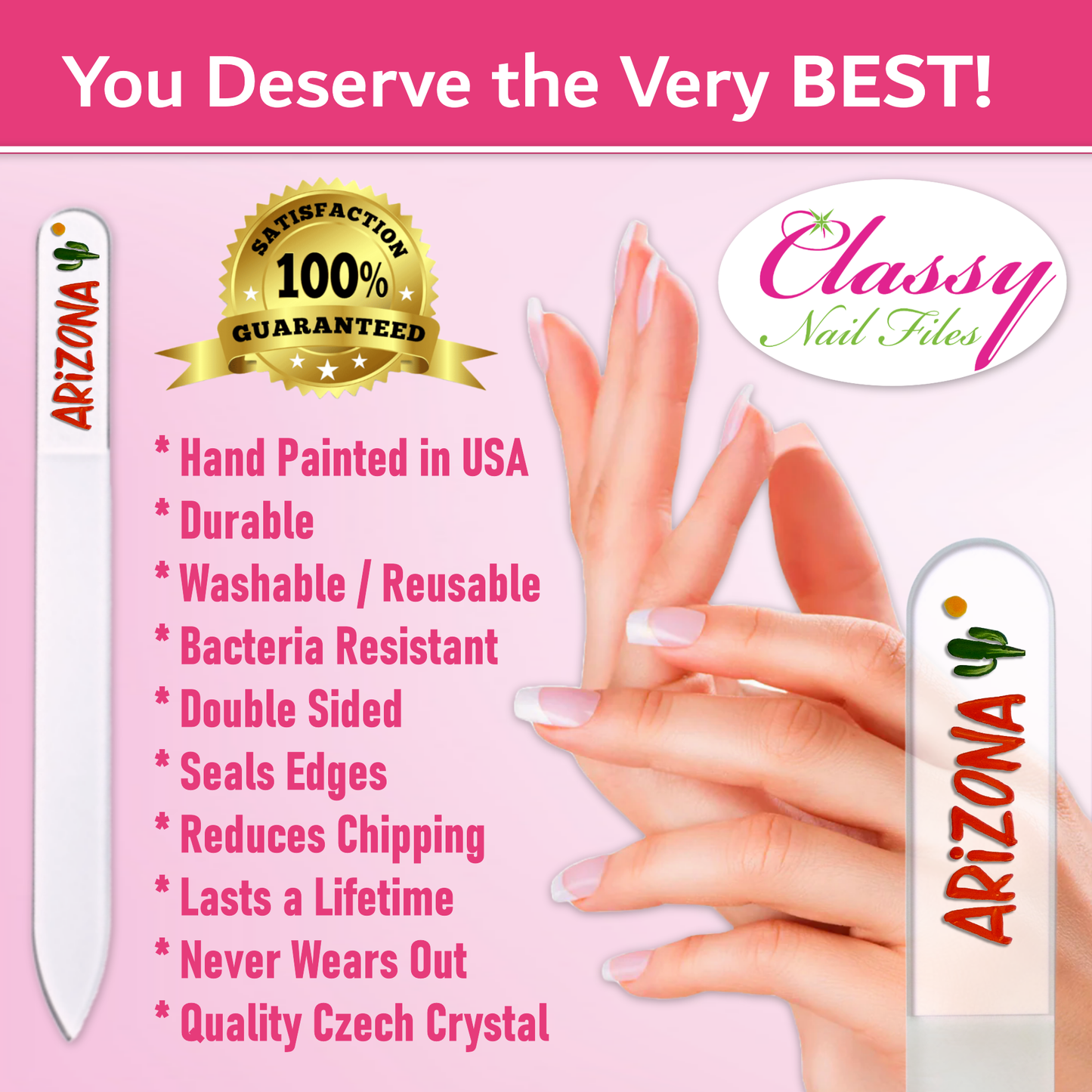 Arizona Cactus Southwest Handpainted Czech Crystal Nail File: Large