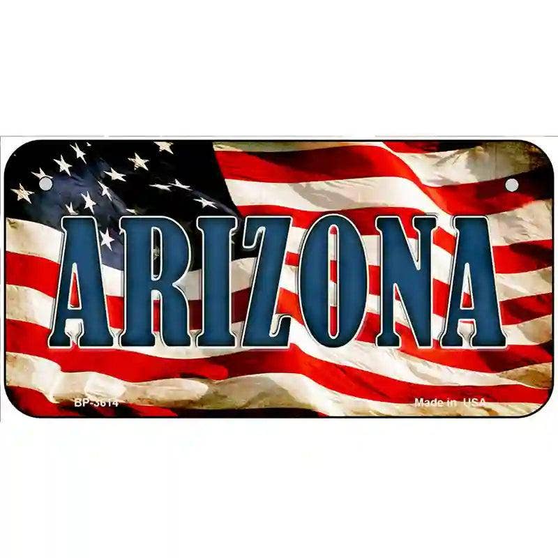 Arizona on American Flag Metal Novelty License Plate