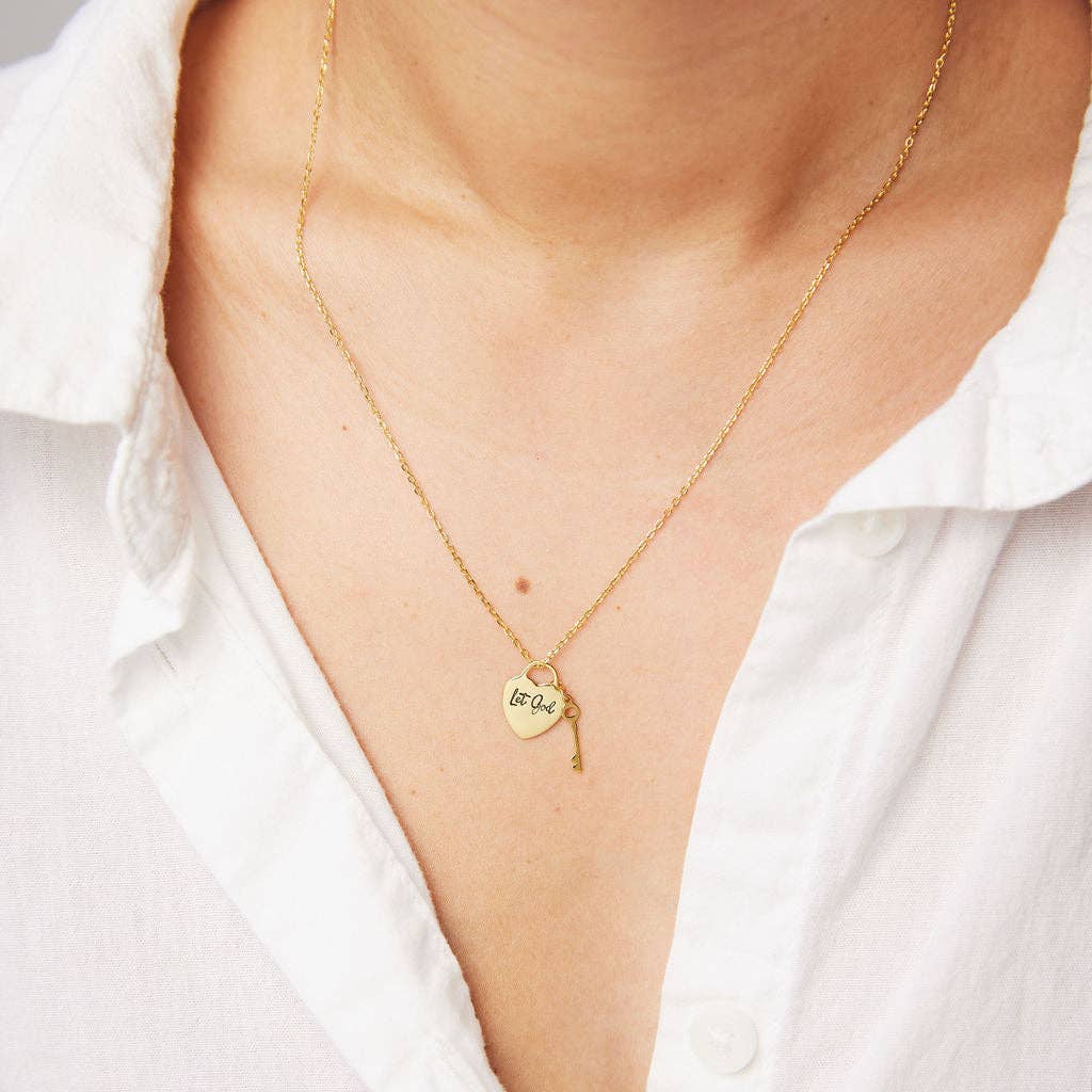 Let God Heart and Key Necklace