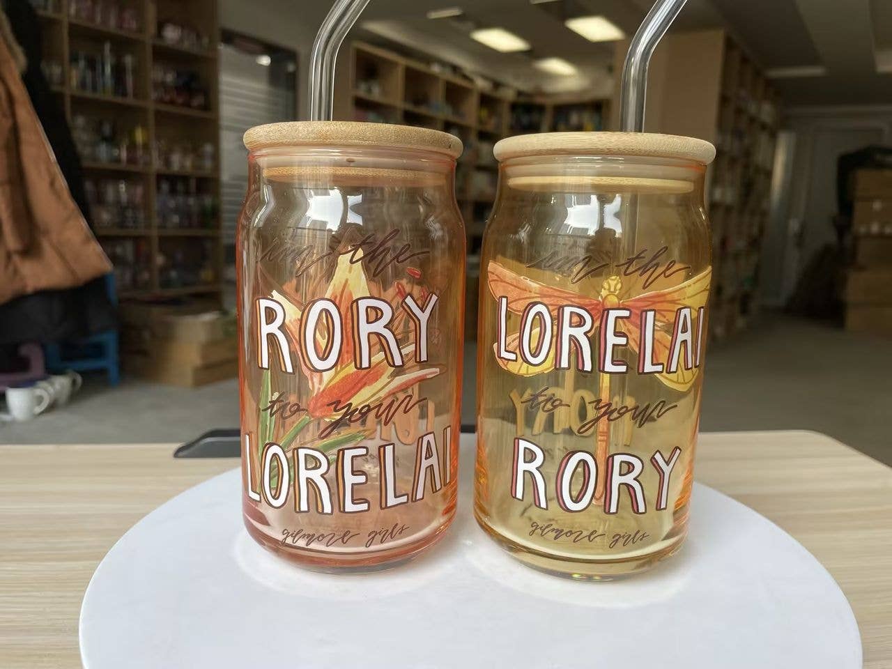 Gilmore Girls Rory Lorelai Script 2pk 16oz Glass Tumbler