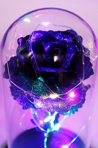 Gothic Black Glitter Galaxy Rose Dome