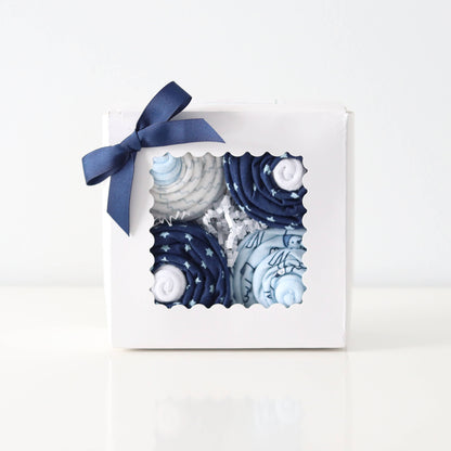 Baby Boy Receiving Blanket & Sock Cupcake Gift Set