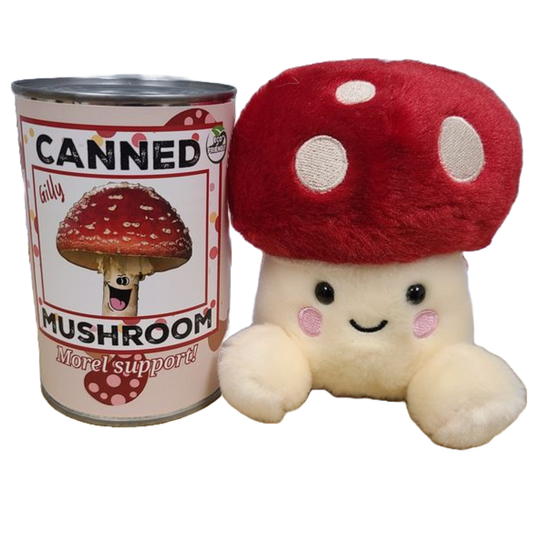 Canned Mushroom - Amanita Mushroom Plush Gift in Can w/Jokes: Pop Top Lid